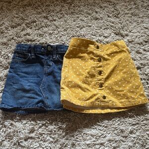 Yellow Polka Dot and Blue Denim Kids Skirt Set